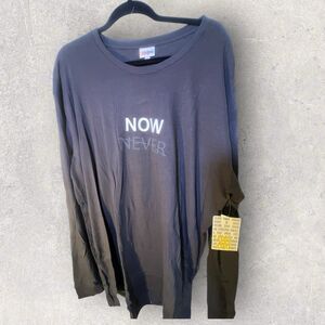 LulaRoe Hudson 3XL Solid Black “Now/Never” Long sleeves NWT HTF Unicorn